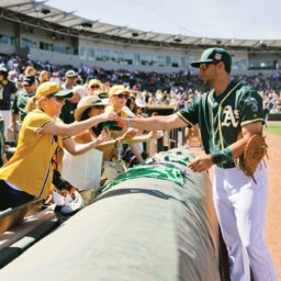 Oakland A player with fans