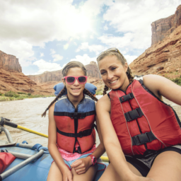 mother and daughter kayaking at the Grand Canyon