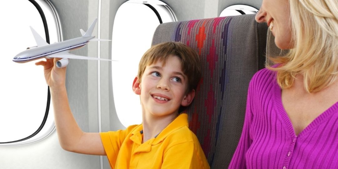 Mother and Son on a cockpit while travelling